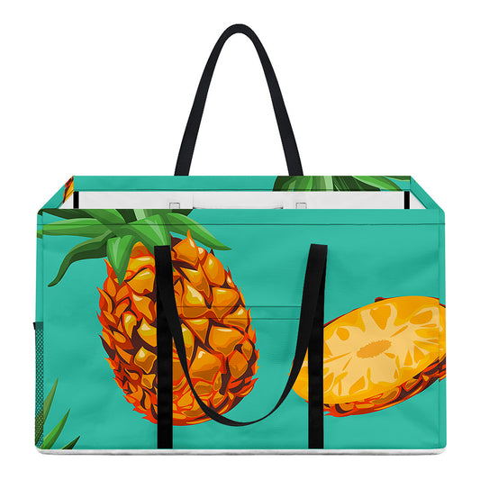 Pastel Turquoise Pineapple Pattern Print Utility Tote Bag