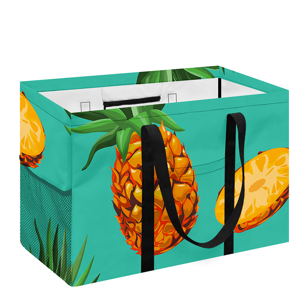 Pastel Turquoise Pineapple Pattern Print Utility Tote Bag