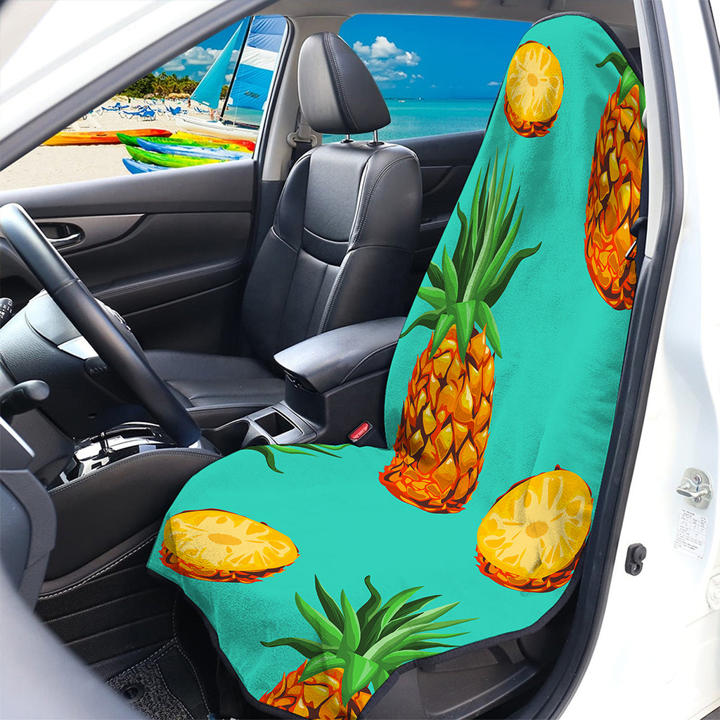 Pastel Turquoise Pineapple Pattern Print Waterproof Car Seat Cover