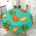 Pastel Turquoise Pineapple Pattern Print Waterproof Round Tablecloth