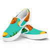 Pastel Turquoise Pineapple Pattern Print White Slip On Sneakers