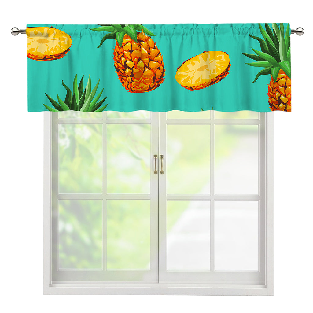 Pastel Turquoise Pineapple Pattern Print Window Valance