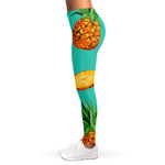 Pastel Turquoise Pineapple Pattern Print Women's Leggings