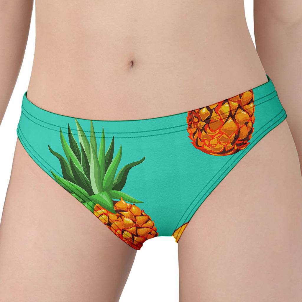 Pastel Turquoise Pineapple Pattern Print Women's Panties