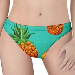 Pastel Turquoise Pineapple Pattern Print Women's Thong