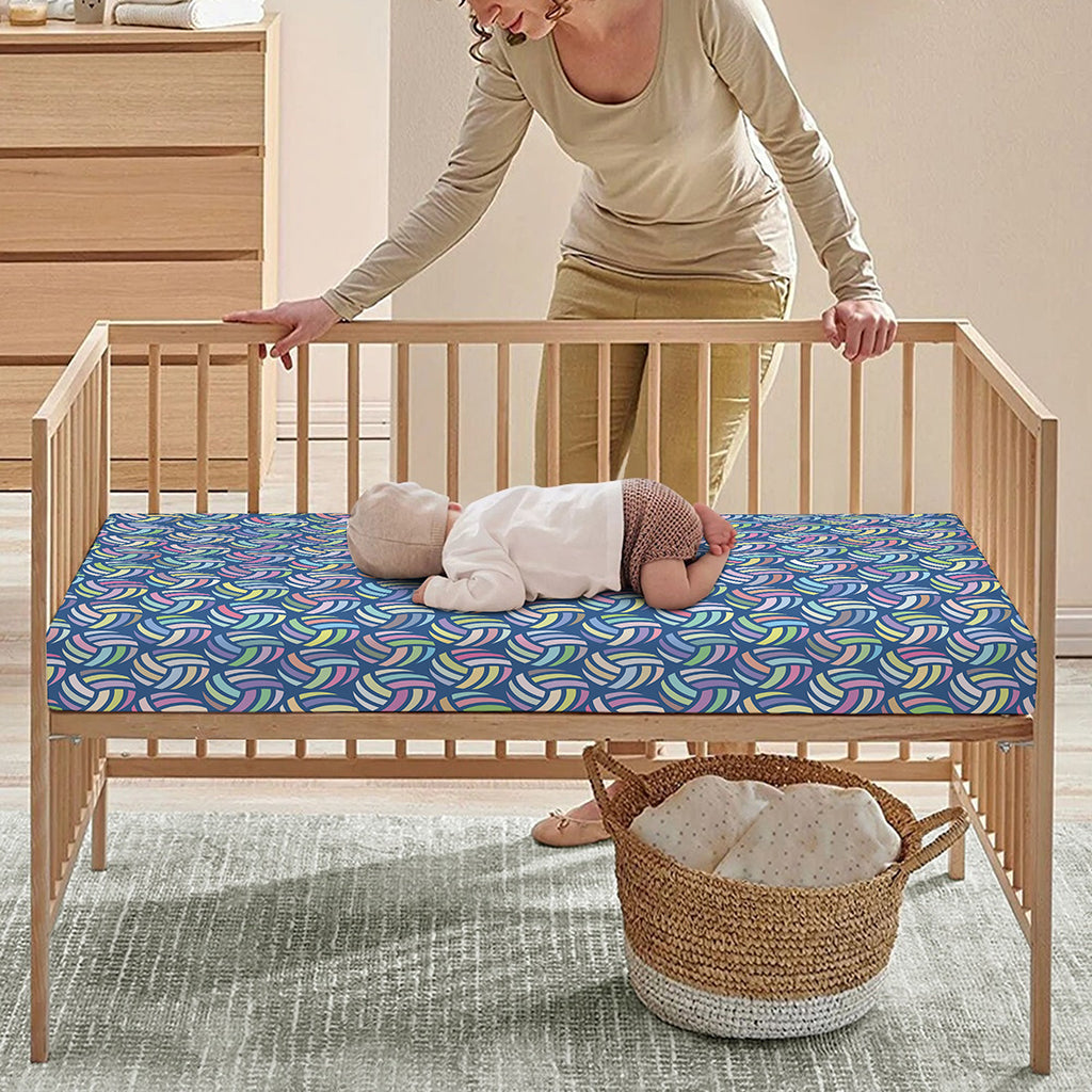 Pastel Volleyball Pattern Print Baby Crib Sheet