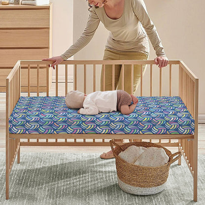 Pastel Volleyball Pattern Print Baby Crib Sheet