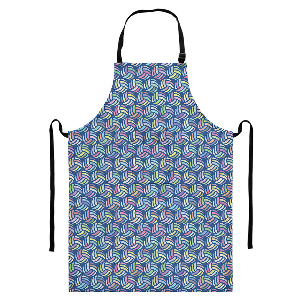 Pastel Volleyball Pattern Print Bib Apron With Pocket