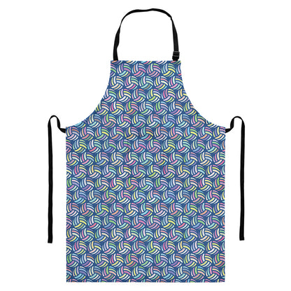 Pastel Volleyball Pattern Print Bib Apron With Pocket
