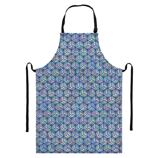 Pastel Volleyball Pattern Print Bib Apron With Pocket