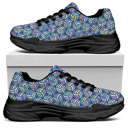 Pastel Volleyball Pattern Print Black Chunky Shoes