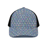 Pastel Volleyball Pattern Print Black Mesh Trucker Cap