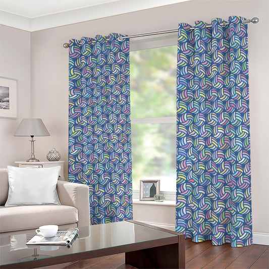 Pastel Volleyball Pattern Print Blackout Grommet Curtains