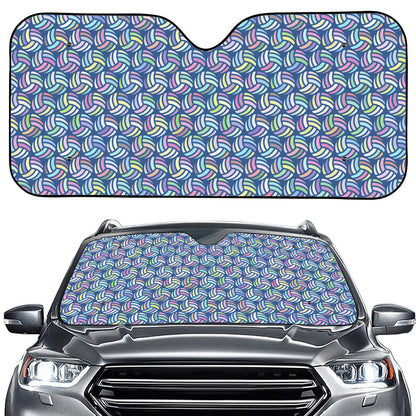 Pastel Volleyball Pattern Print Car Windshield Sun Shade