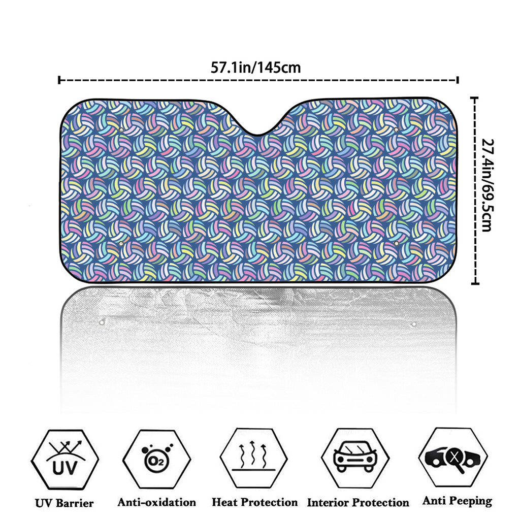 Pastel Volleyball Pattern Print Car Windshield Sun Shade
