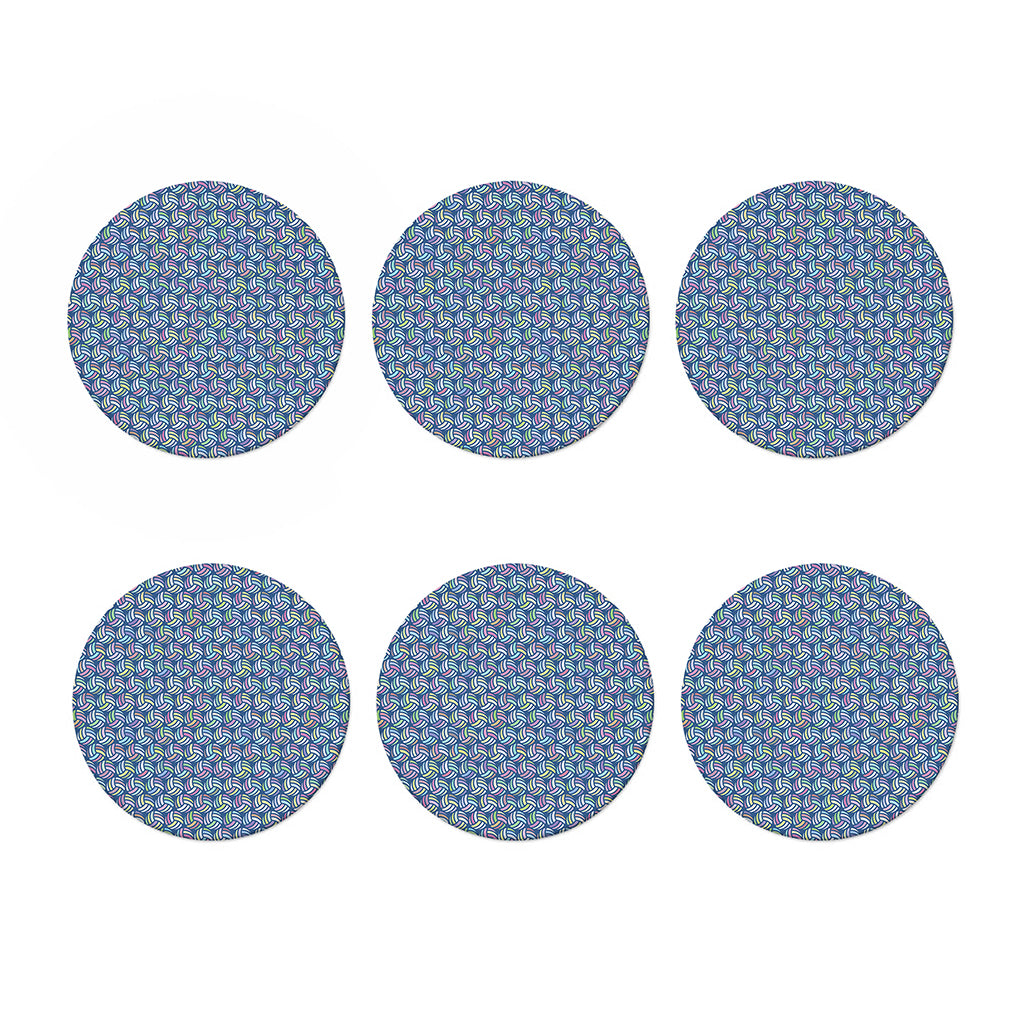Pastel Volleyball Pattern Print Coaster Set