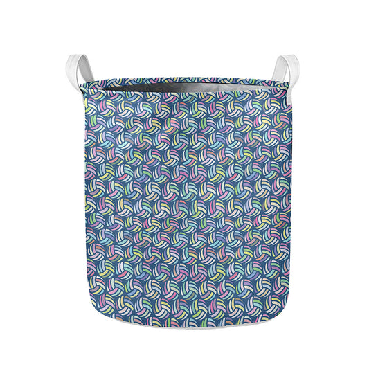 Pastel Volleyball Pattern Print Collapsible Laundry Basket
