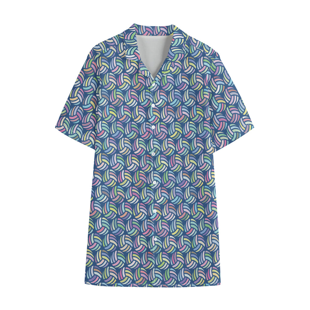 Pastel Volleyball Pattern Print Cotton Hawaiian Shirt