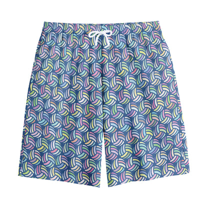 Pastel Volleyball Pattern Print Cotton Shorts