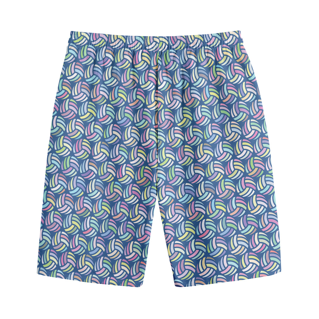 Pastel Volleyball Pattern Print Cotton Shorts