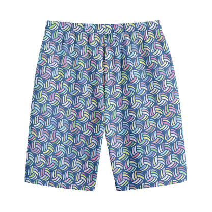 Pastel Volleyball Pattern Print Cotton Shorts