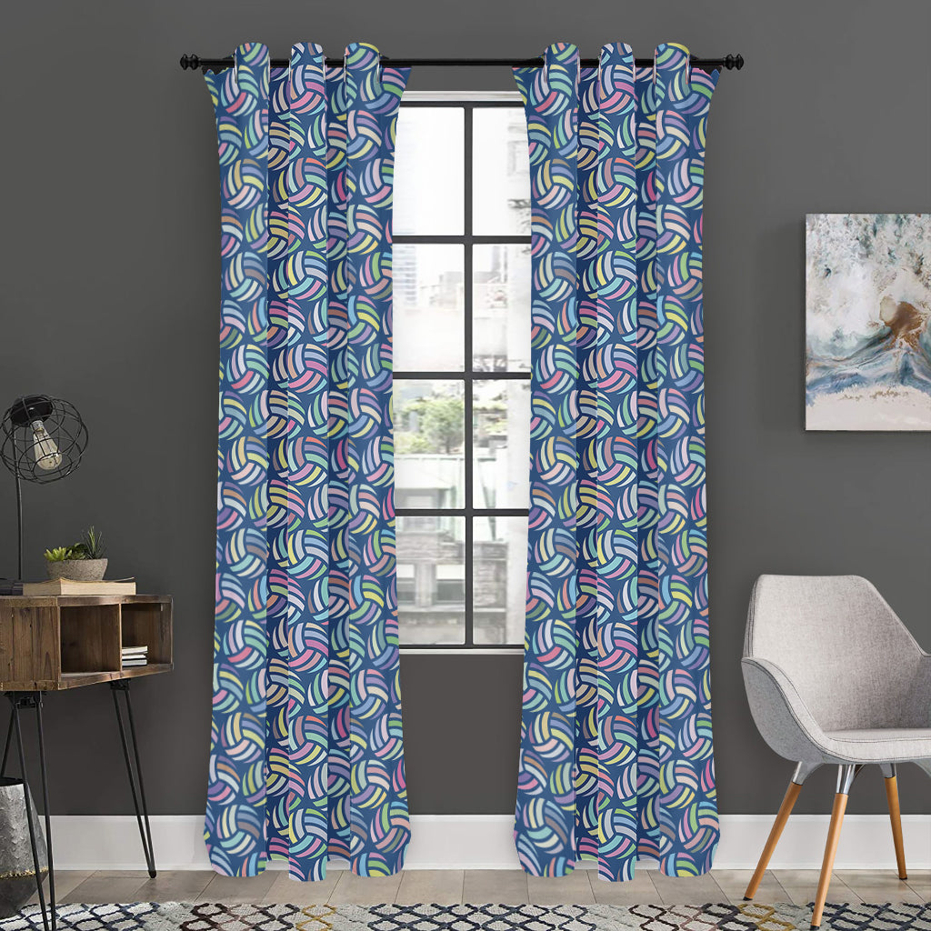 Pastel Volleyball Pattern Print Curtain