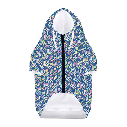 Pastel Volleyball Pattern Print Dog Zip Up Hoodie