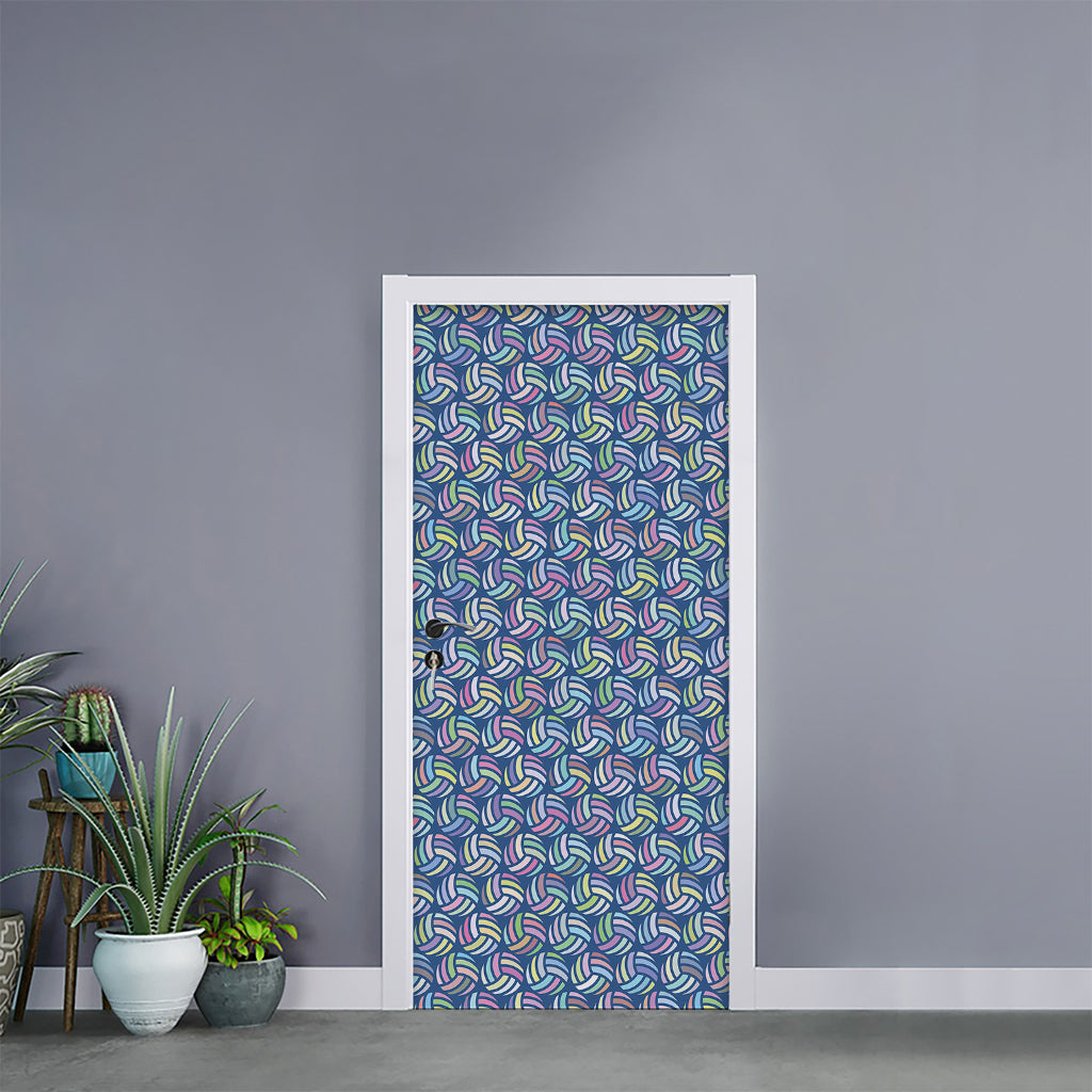 Pastel Volleyball Pattern Print Door Sticker