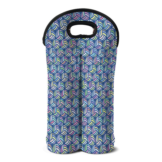Pastel Volleyball Pattern Print Double Neoprene Wine Tote