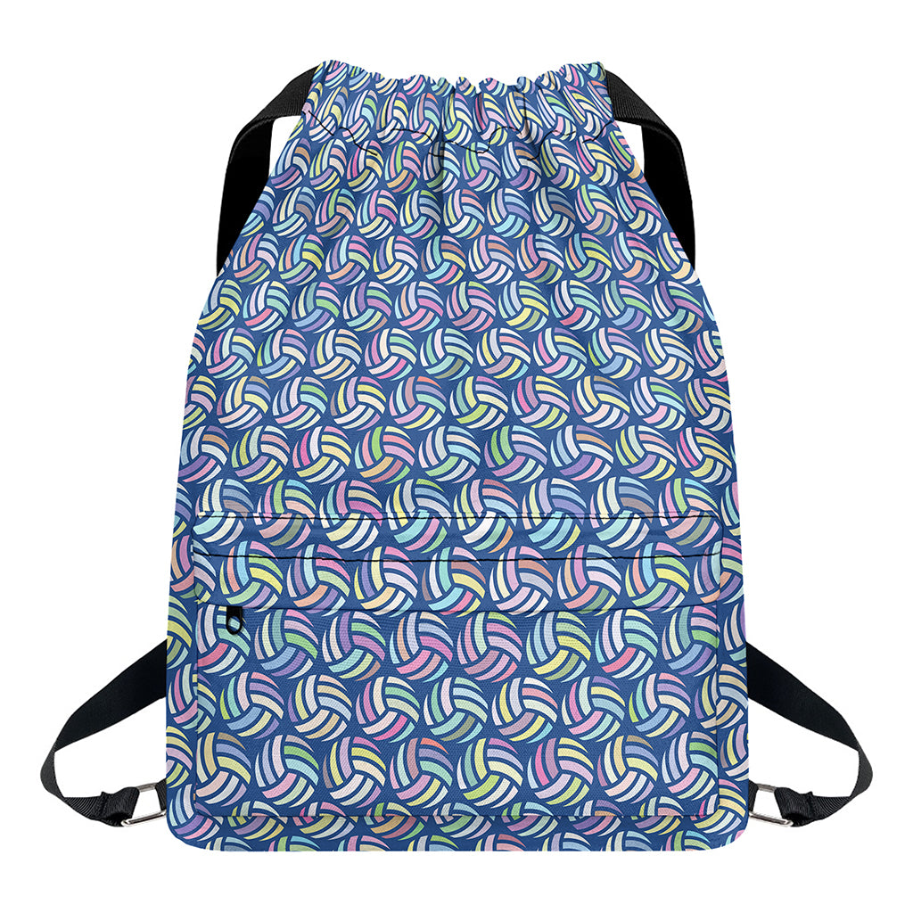Pastel Volleyball Pattern Print Drawstring Backpack