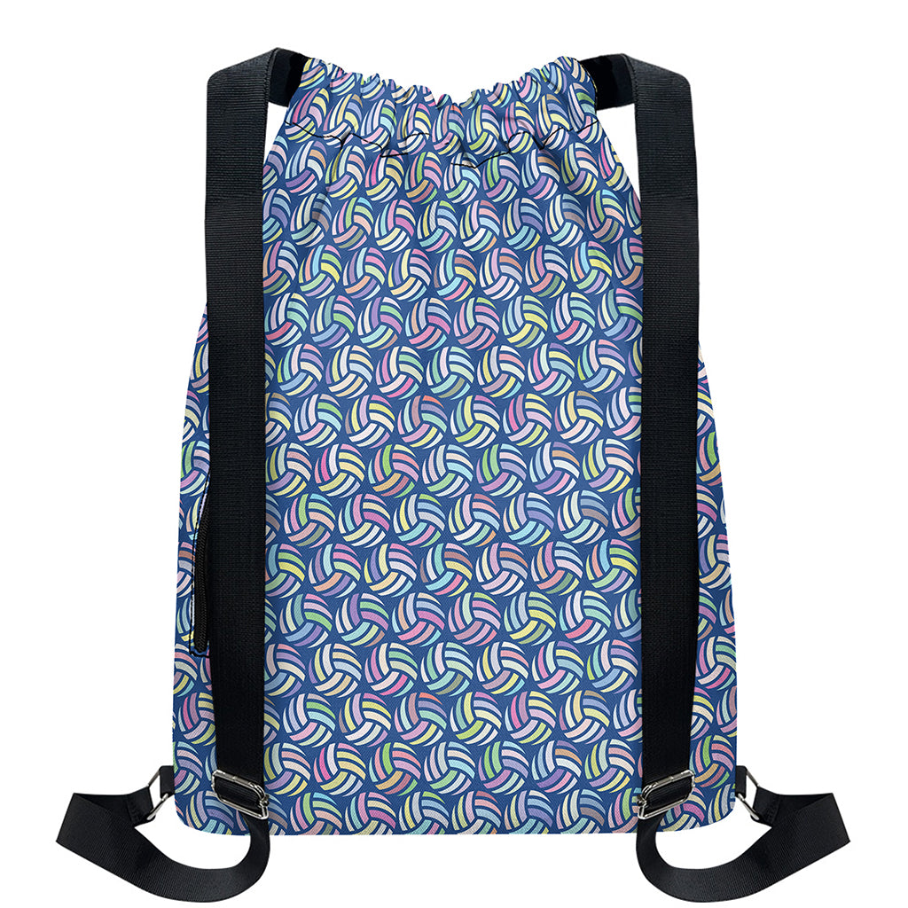 Pastel Volleyball Pattern Print Drawstring Backpack