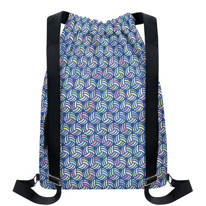 Pastel Volleyball Pattern Print Drawstring Backpack