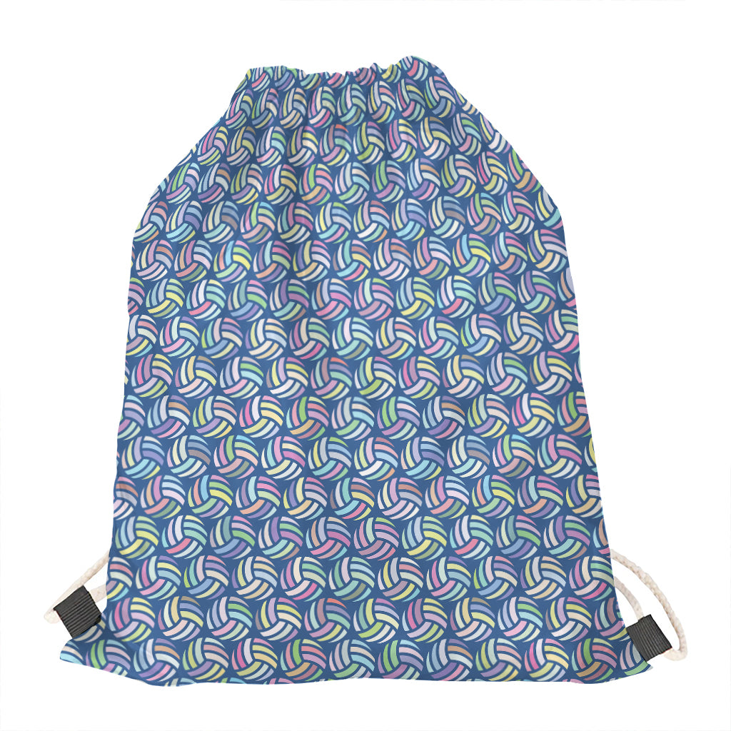Pastel Volleyball Pattern Print Drawstring Bag