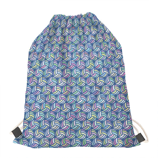 Pastel Volleyball Pattern Print Drawstring Bag