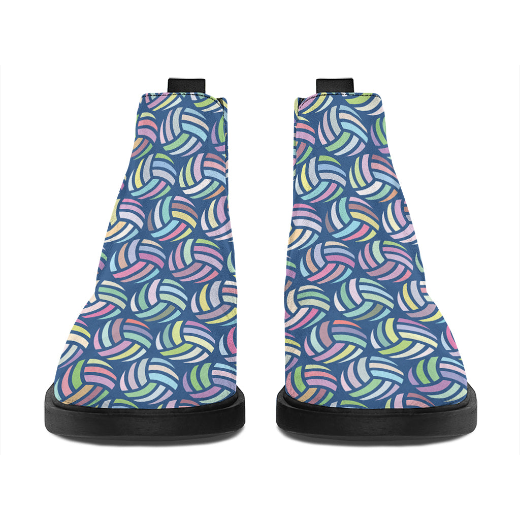 Pastel Volleyball Pattern Print Flat Ankle Boots