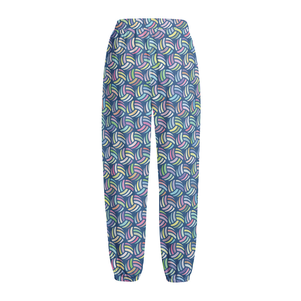 Pastel Volleyball Pattern Print Fleece Lined Knit Pants