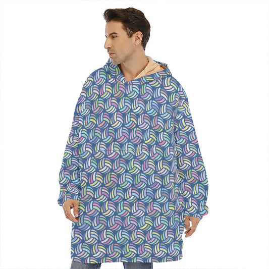 Pastel Volleyball Pattern Print Hoodie Blanket