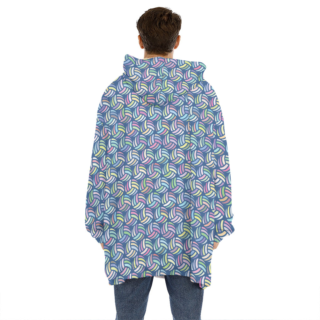 Pastel Volleyball Pattern Print Hoodie Blanket
