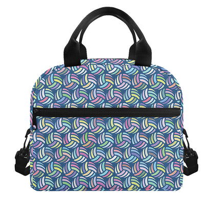 Pastel Volleyball Pattern Print Insulated Lunch Bag