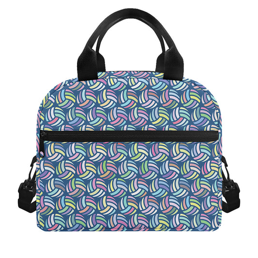 Pastel Volleyball Pattern Print Insulated Lunch Bag