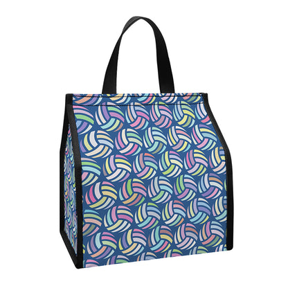 Pastel Volleyball Pattern Print Insulated Lunch Tote