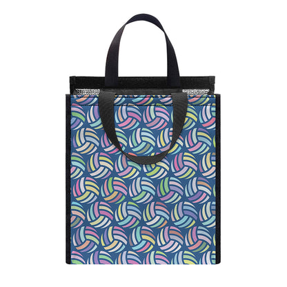 Pastel Volleyball Pattern Print Insulated Lunch Tote