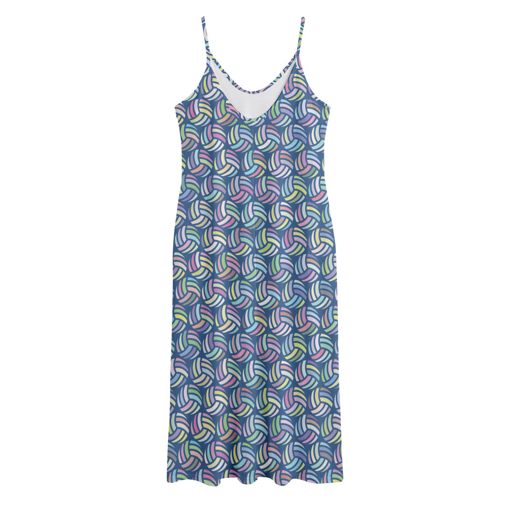 Pastel Volleyball Pattern Print Jersey Midi Cami Dress