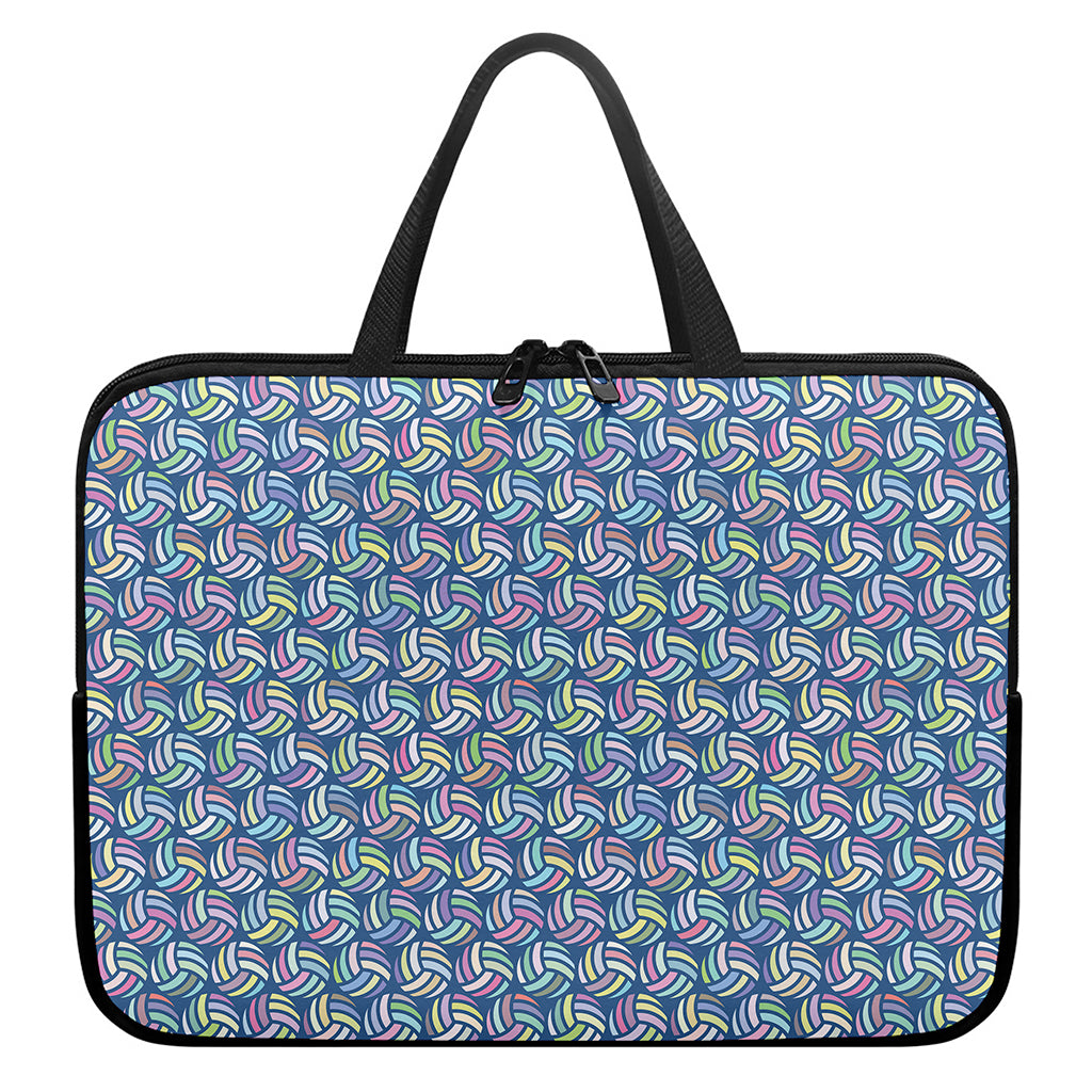 Pastel Volleyball Pattern Print Laptop Sleeve With Handle