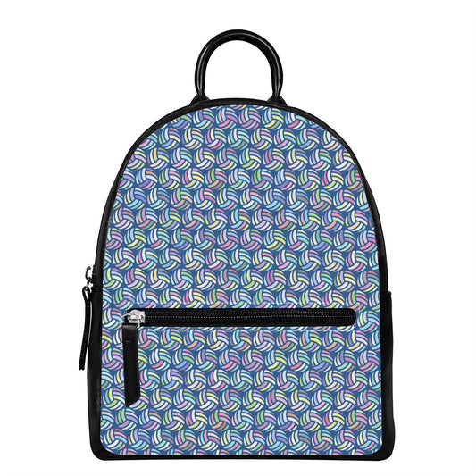 Pastel Volleyball Pattern Print Leather Backpack