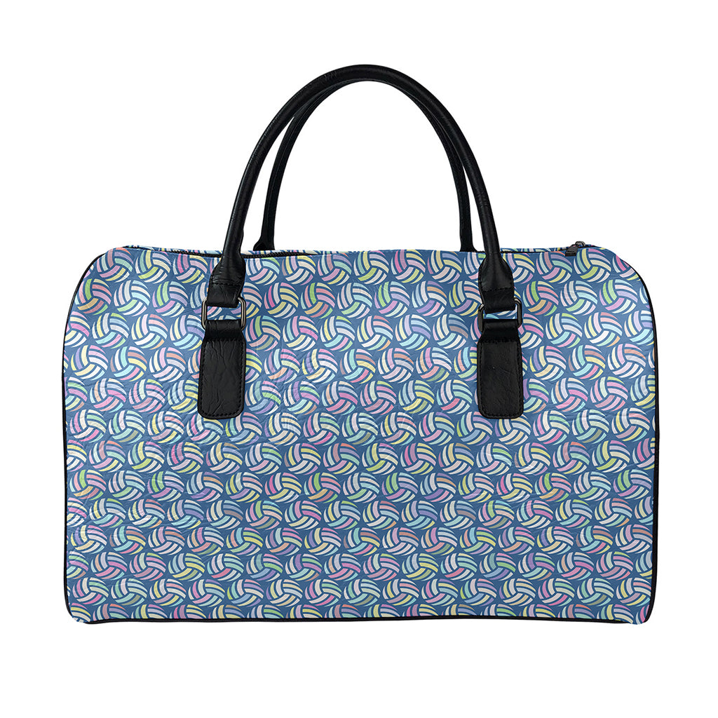Pastel Volleyball Pattern Print Leather Duffle Bag