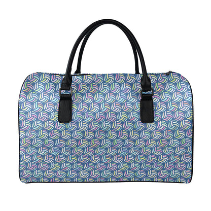 Pastel Volleyball Pattern Print Leather Duffle Bag