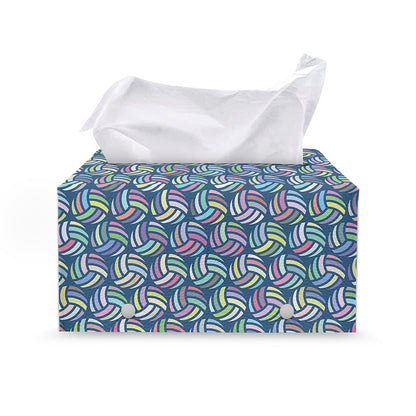 Pastel Volleyball Pattern Print Leather Tissue Box Cover