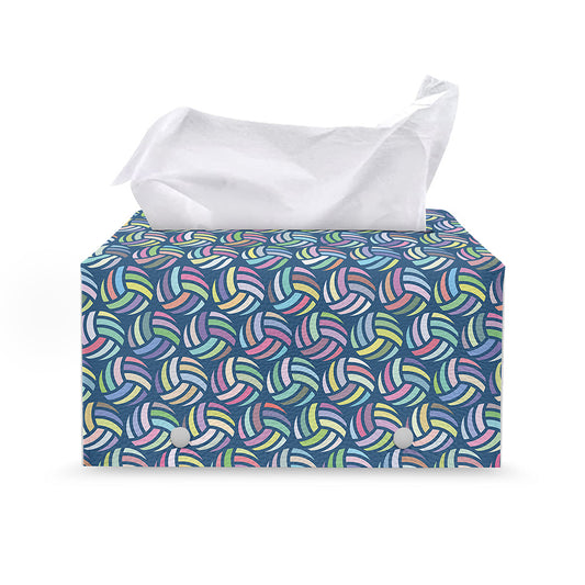 Pastel Volleyball Pattern Print Leather Tissue Box Cover