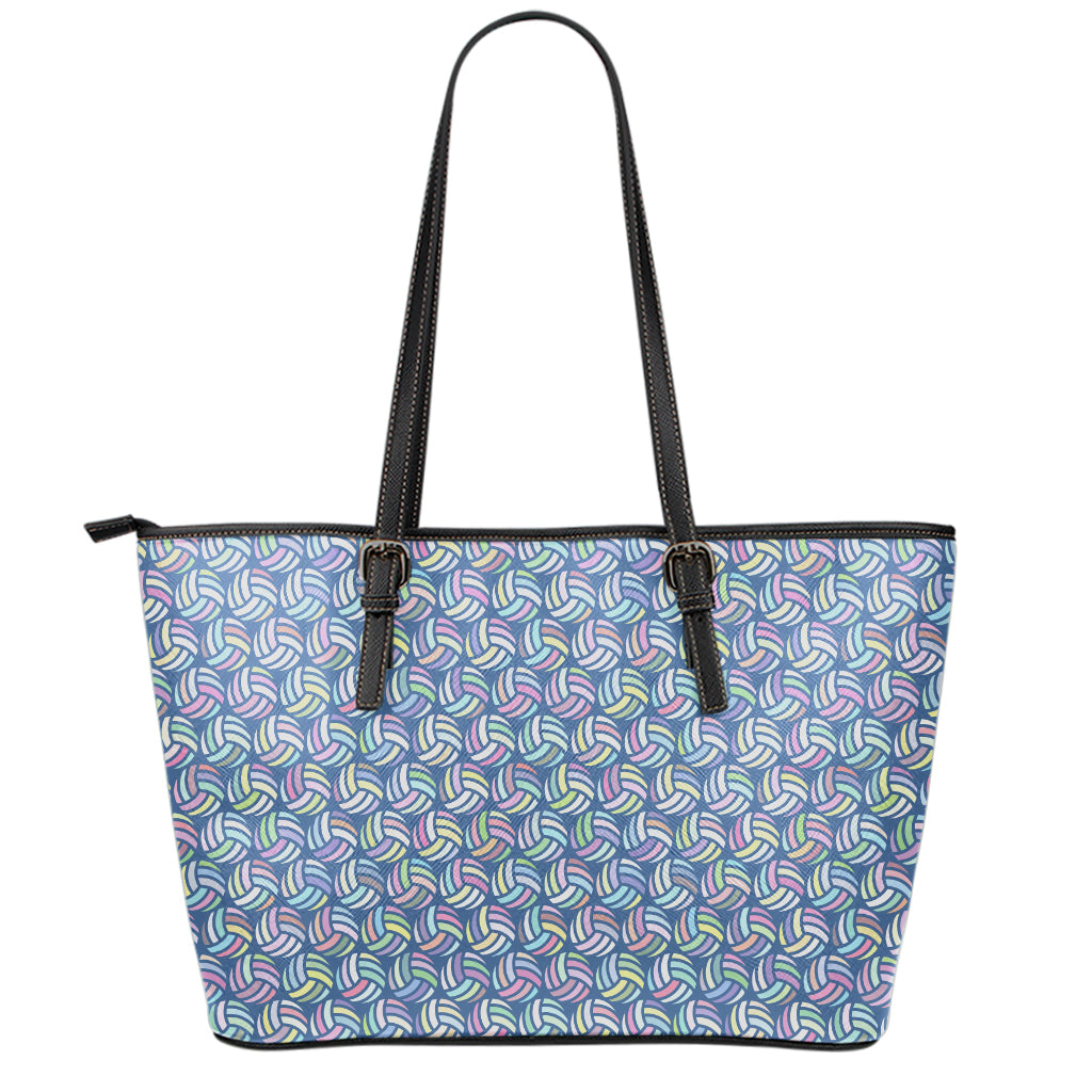 Pastel Volleyball Pattern Print Leather Tote Bag